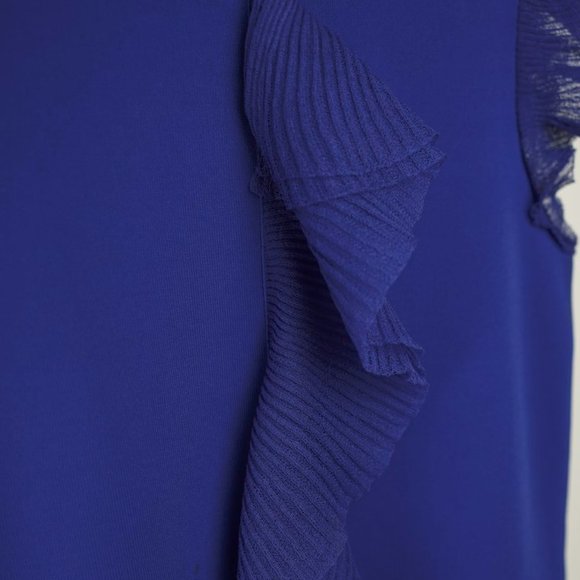 Ted Baker Royal Blue Frill Ponte-Knit Top - Picture 6 of 9